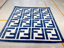 Load image into Gallery viewer, FF Blue and White Silky Handmade rug
