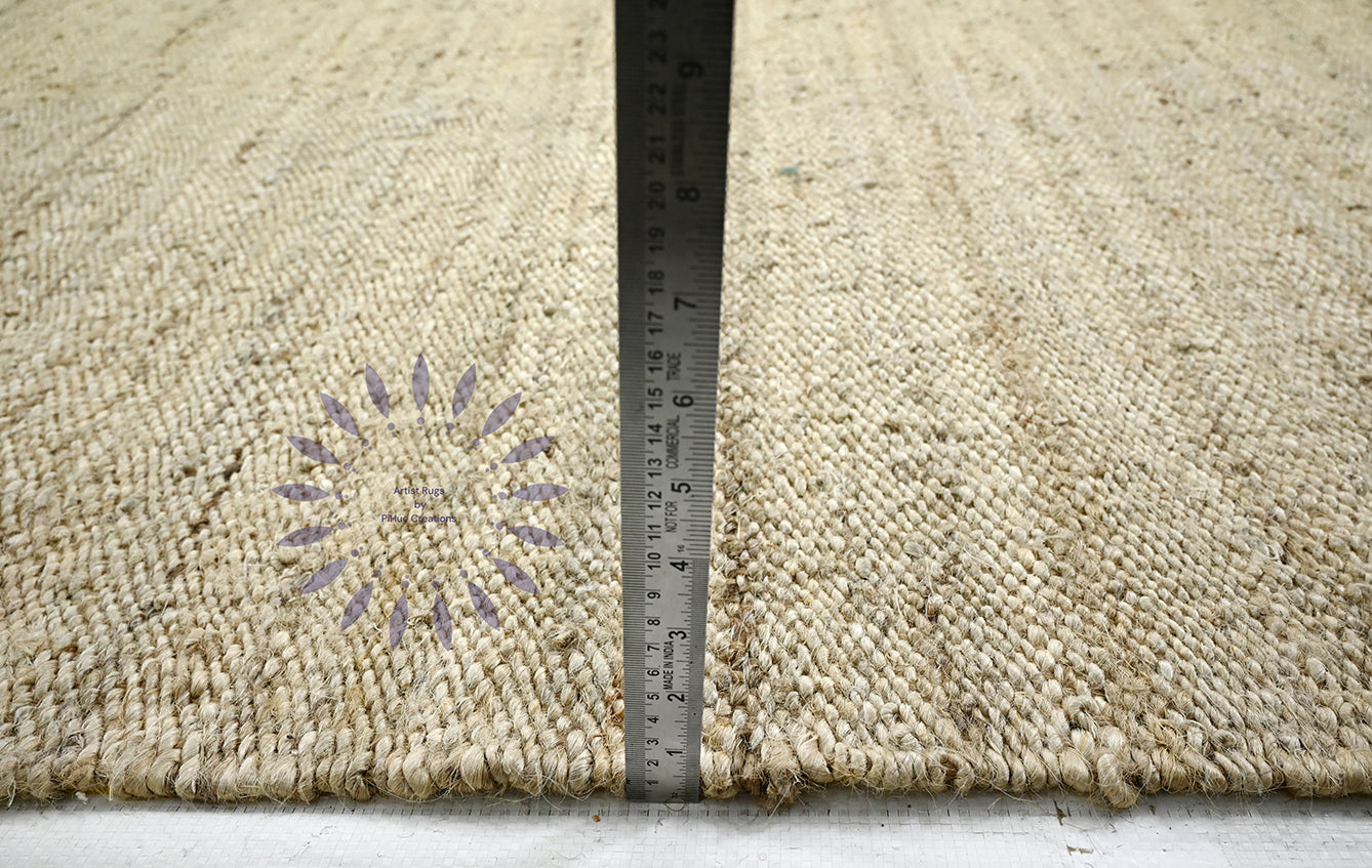 Pihue Handwoven kilim flatweave Natural Jute Area jute Rug, Rustic Vintage Braided Carpet for Bedroom Living Room & Dining Room (Organic Jute) Natural fibre 71