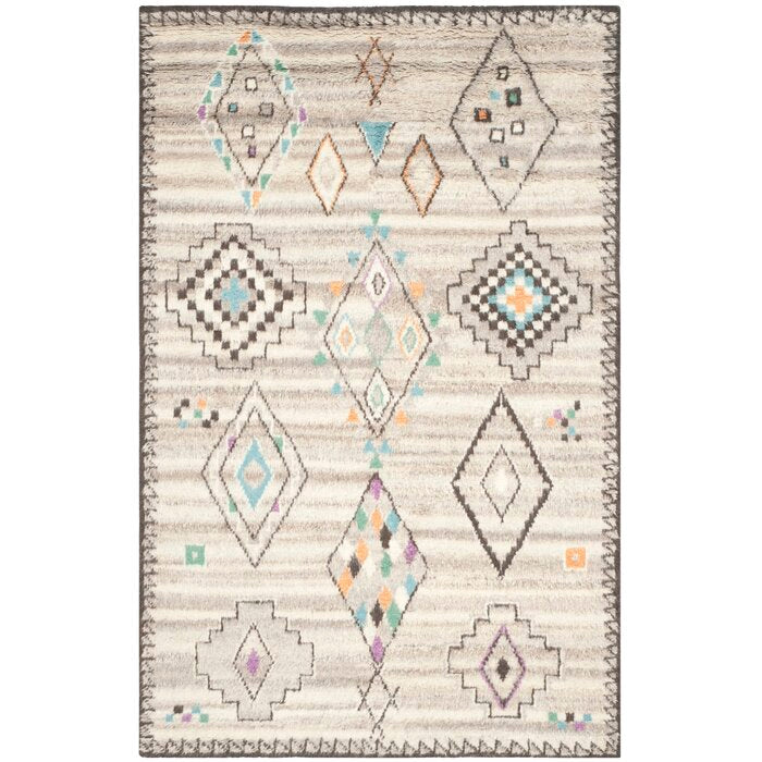 Diamond Dust Beni Ourain Woolen Antique Rug for Living Room, Bed Room - Pihue_Beni225 - Rug Artist 