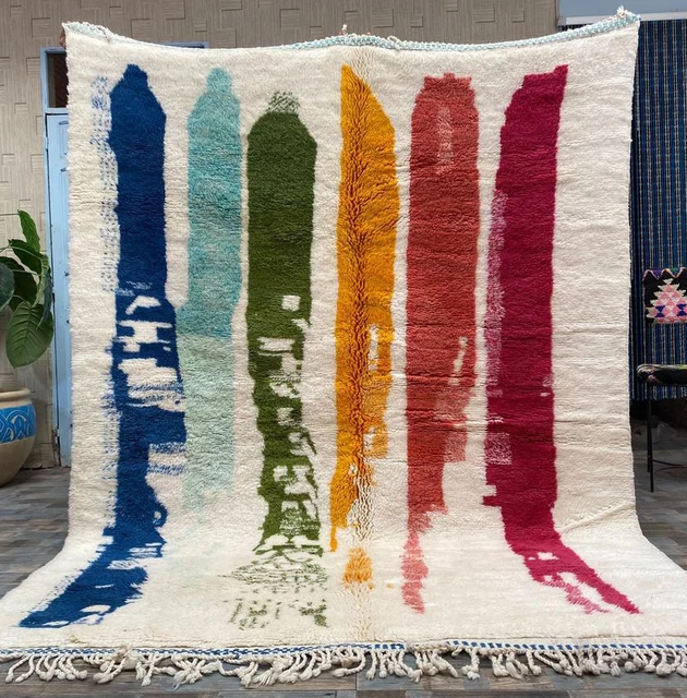 Kaleidoscope Sunset Moroccan Woolen Rug for Living Room, Bed Room - Pi ...