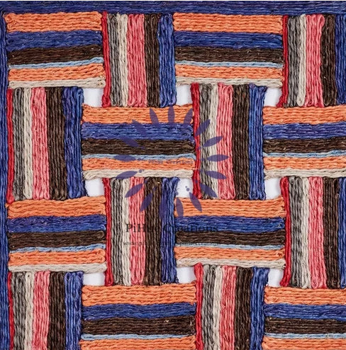 Multicolor Abaca Basketweave Rug - Modern Rainbow Lattice