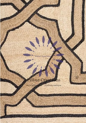 Abaca Hand-Embroidered Entwined Border Rug