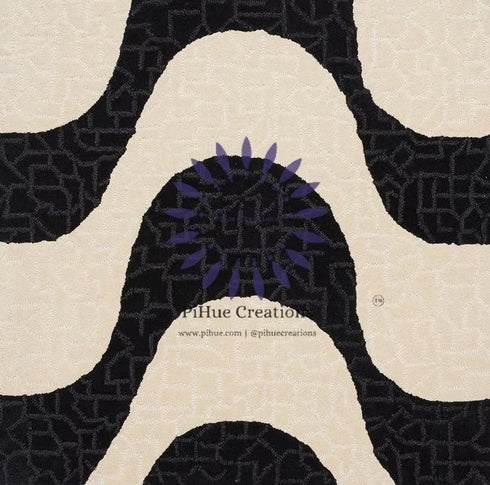 Abaca Hand-Embroidered Organic Wave Rug