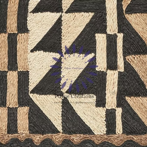 Abaca Handwoven Triangle Pattern Rug in Black Jute