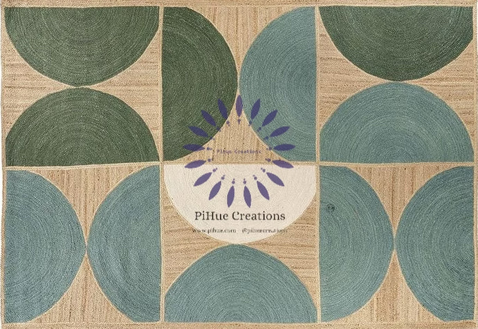 Abaca Handwoven Semi-Circle Mosaic Rug