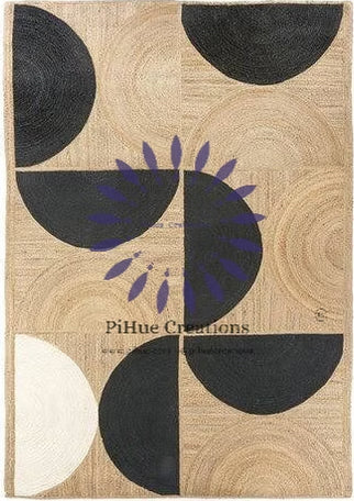 Black and White Abaca Bauhaus Rug