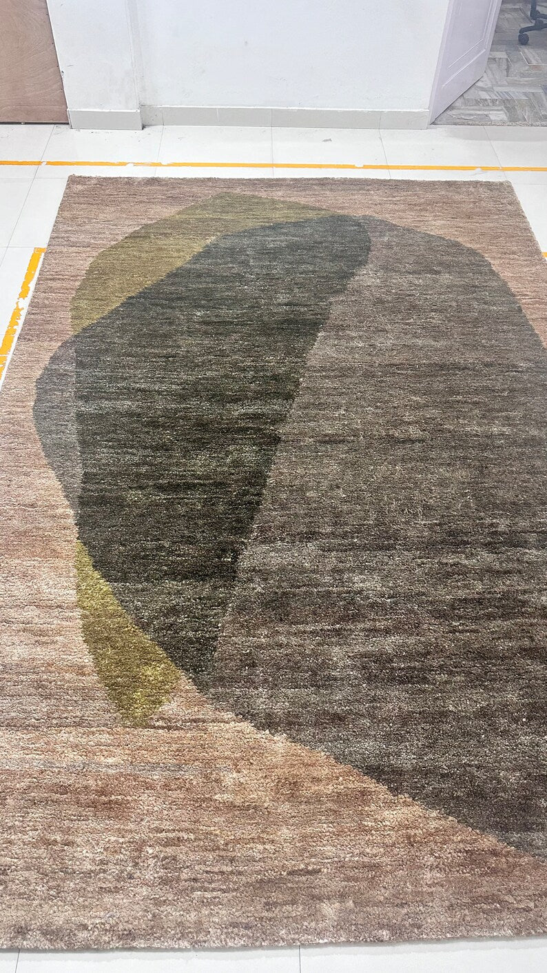 Natural Dyed Handknotted High Pile Jute Rug In Abrash Color Pihue