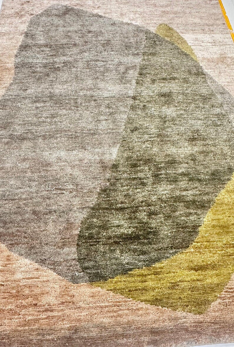 Natural Dyed Handknotted High Pile Jute Rug In Abrash Color Pihue