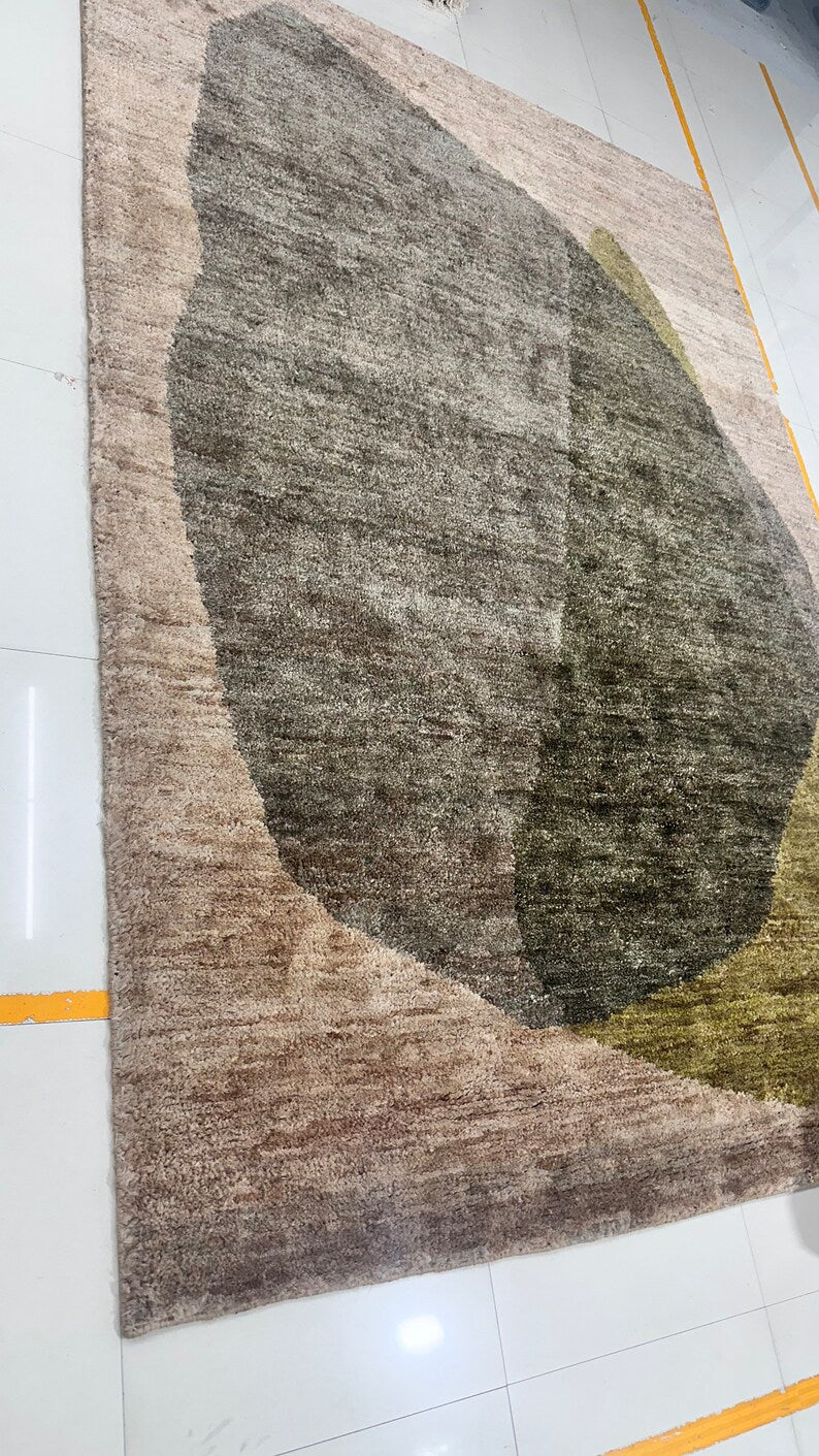 Natural Dyed Handknotted High Pile Jute Rug In Abrash Color Pihue