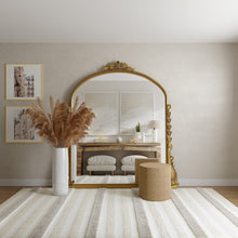 Load image into Gallery viewer, White and Grey Stripe Rug with Low and High pile Custom size rug Option available
